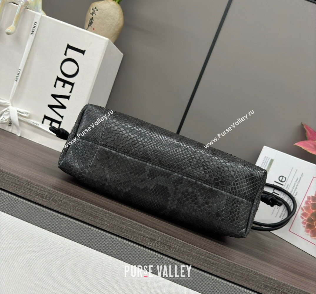 Loewe Small Flamenco Purse bag in Snakeskin Embossed Leather Black 2024 012403 (Ys-240527007)