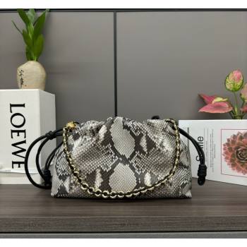 Loewe Small Flamenco Purse bag in Snakeskin Embossed Leather Grey 2024 012403 (Ys-240527008)