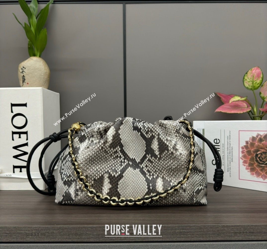 Loewe Small Flamenco Purse bag in Snakeskin Embossed Leather Grey 2024 012403 (Ys-240527008)
