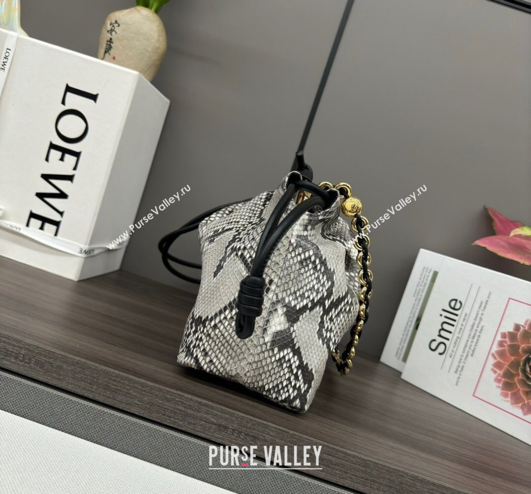 Loewe Small Flamenco Purse bag in Snakeskin Embossed Leather Grey 2024 012403 (Ys-240527008)