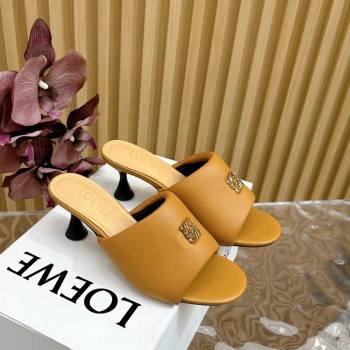 Loewe Nappa Leather Heel Slides Sandal 6cm Apricot 2024 0703 (KL-240703061)