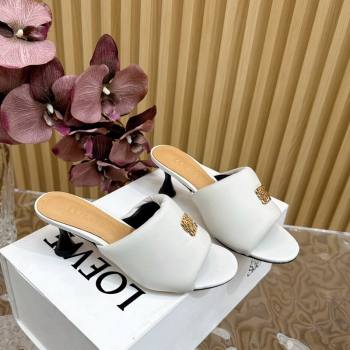 Loewe Nappa Leather Heel Slides Sandal 6cm White 2024 0703 (KL-240703064)