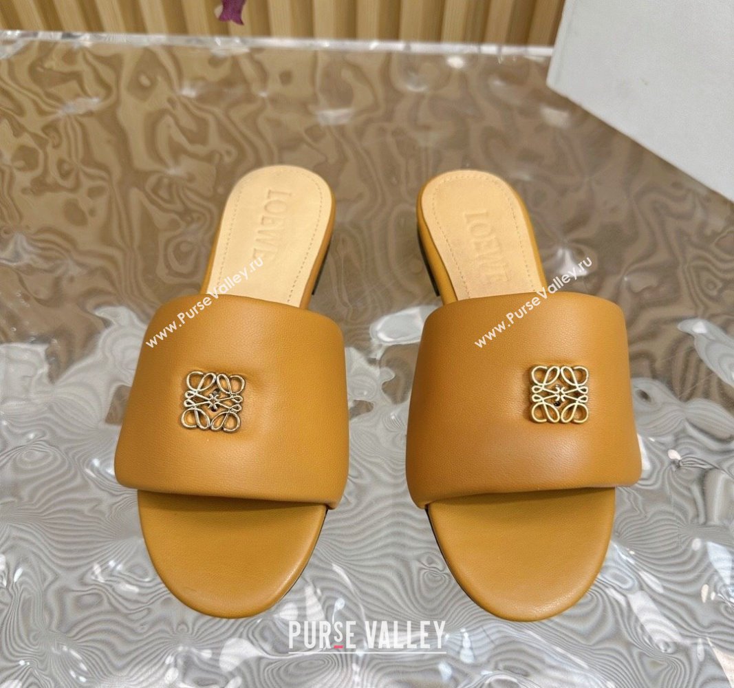 Loewe Nappa Leather Flat Slides Sandal Apricot 2024 0703 (KL-240703065)