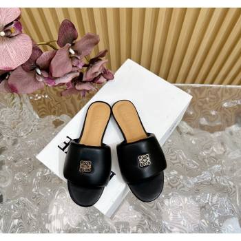 Loewe Nappa Leather Flat Slides Sandal Black 2024 0703 (KL-240703066)