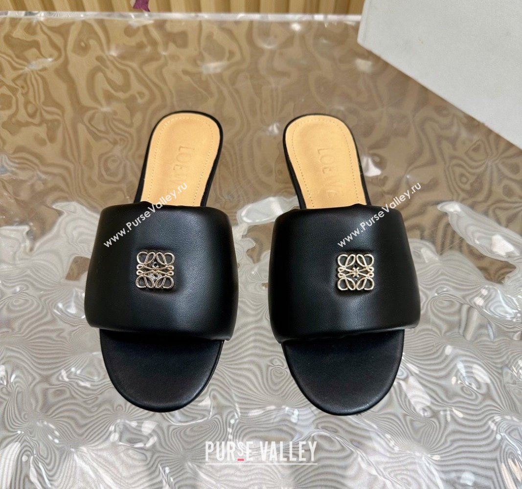 Loewe Nappa Leather Flat Slides Sandal Black 2024 0703 (KL-240703066)