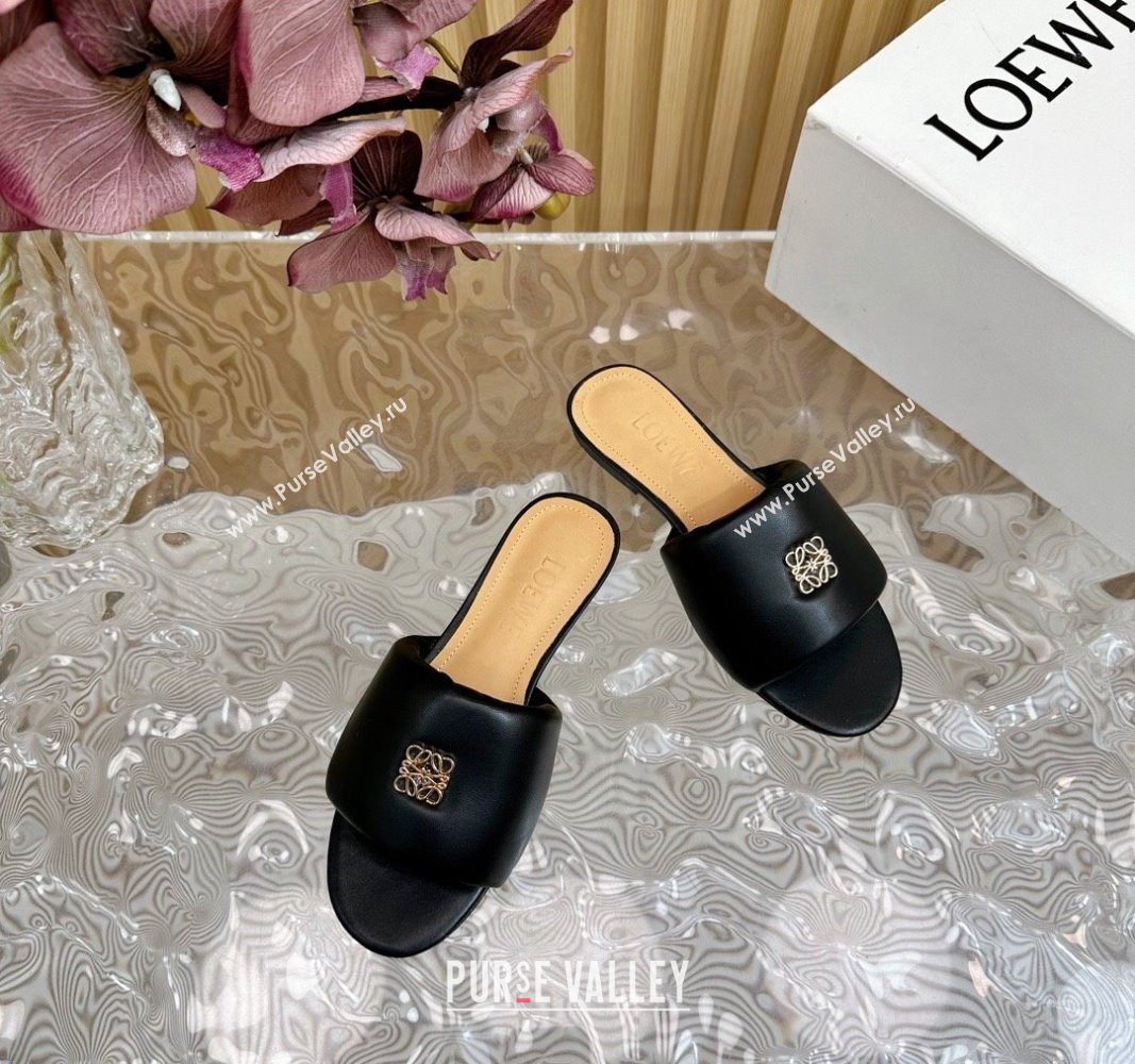 Loewe Nappa Leather Flat Slides Sandal Black 2024 0703 (KL-240703066)