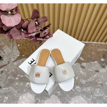 Loewe Nappa Leather Flat Slides Sandal White 2024 0703 (KL-240703067)