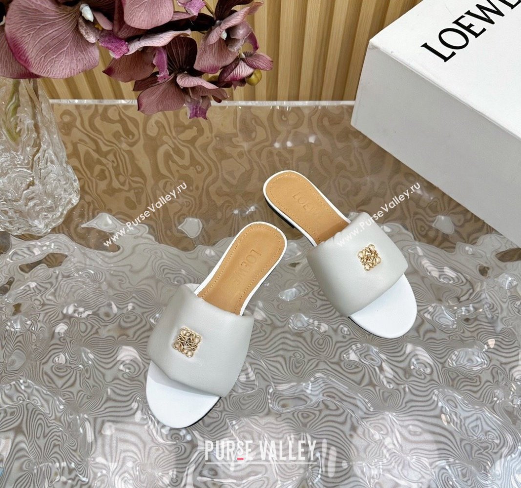 Loewe Nappa Leather Flat Slides Sandal White 2024 0703 (KL-240703067)