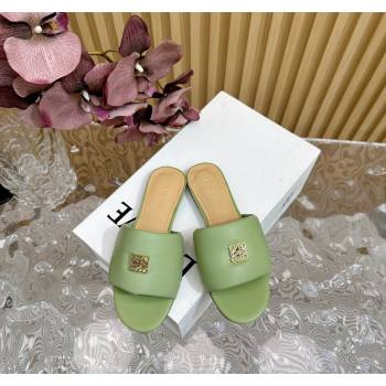 Loewe Nappa Leather Flat Slides Sandal Light Green 2024 0703 (KL-240703068)