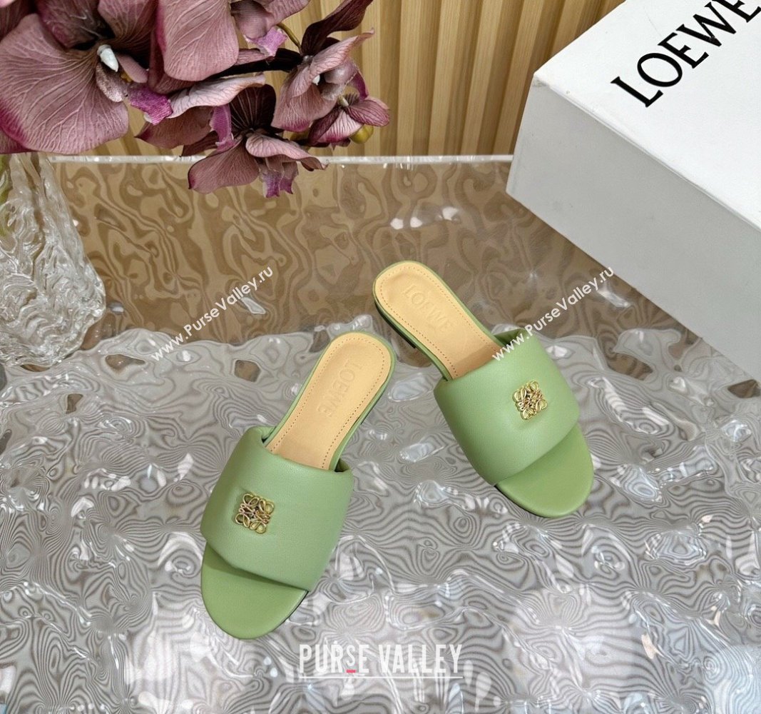 Loewe Nappa Leather Flat Slides Sandal Light Green 2024 0703 (KL-240703068)