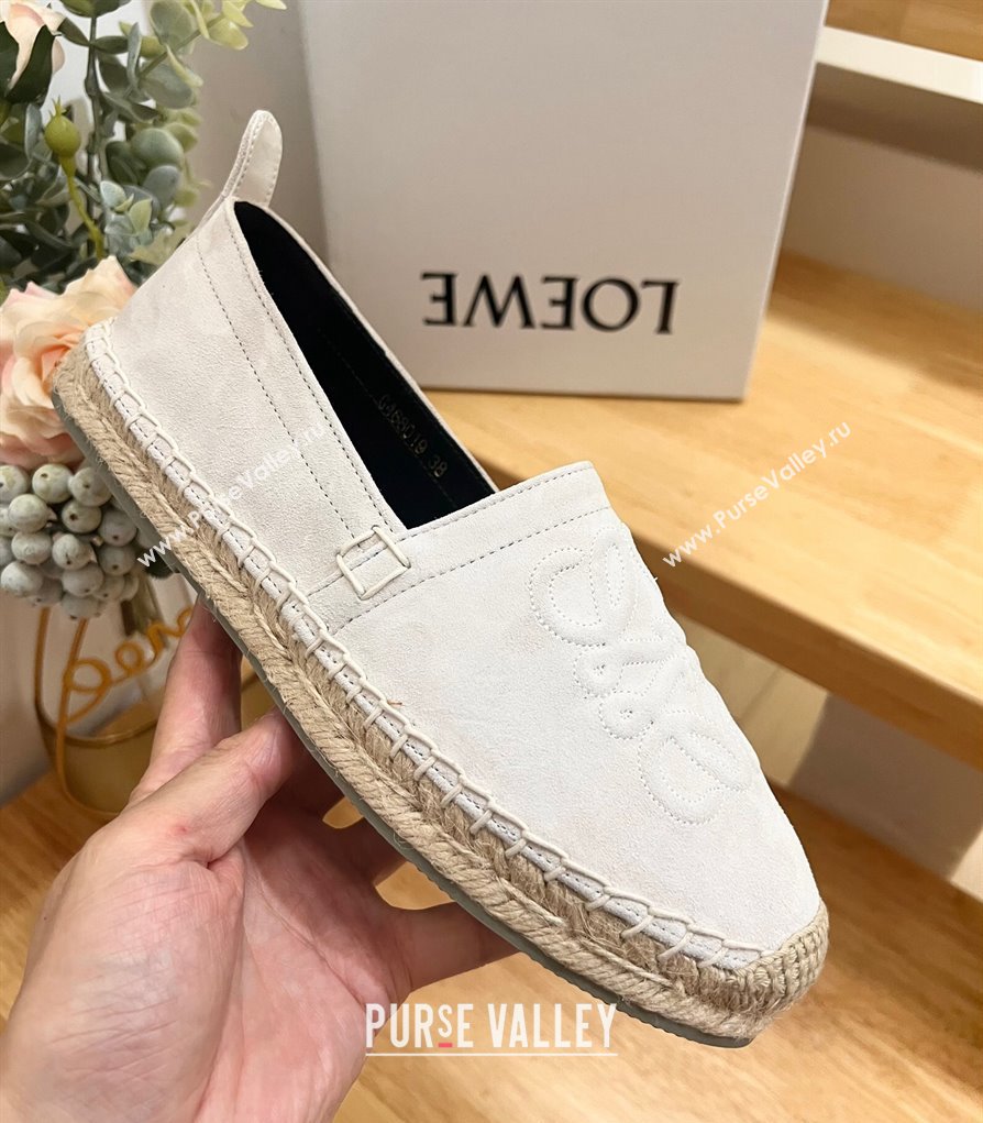 Loewe Anagram Suede Espadrilles Flat White 2024 0703 (MD-240703069)