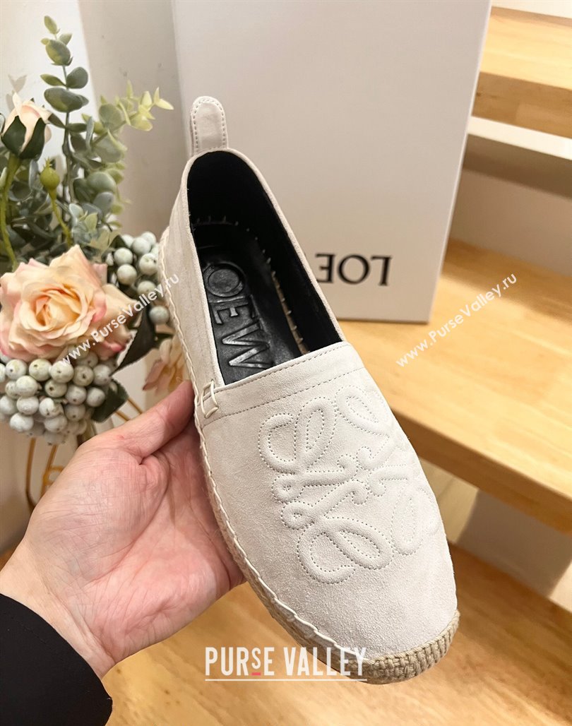 Loewe Anagram Suede Espadrilles Flat White 2024 0703 (MD-240703069)