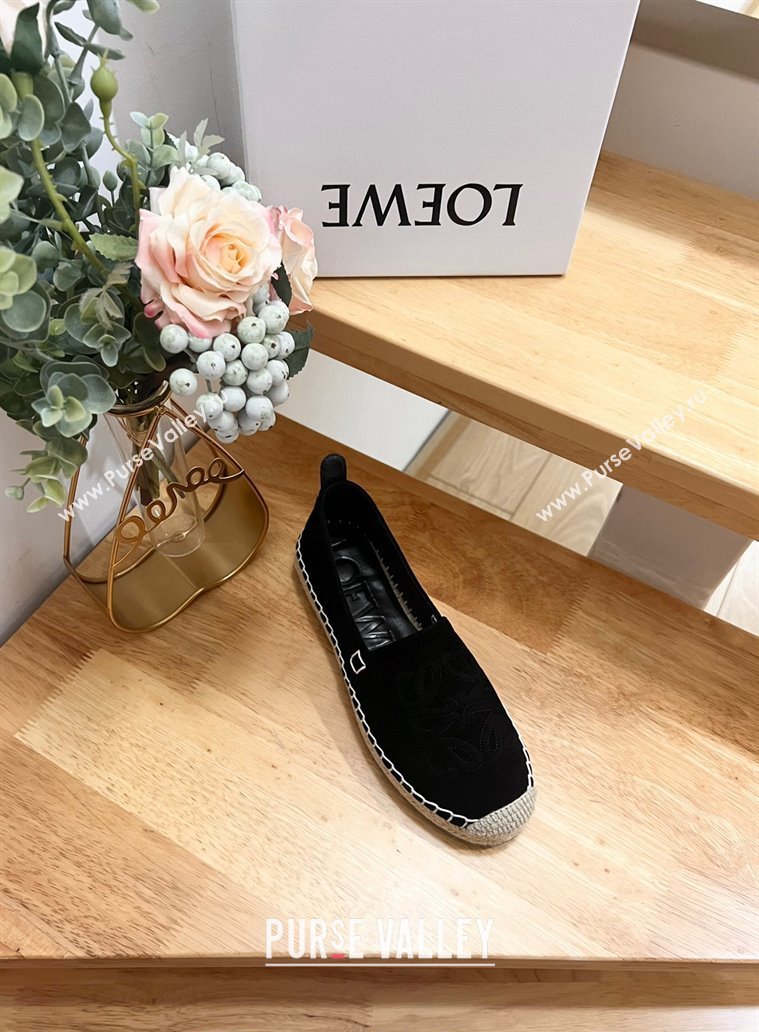 Loewe Anagram Suede Espadrilles Flat Black 2024 0703 (MD-240703070)