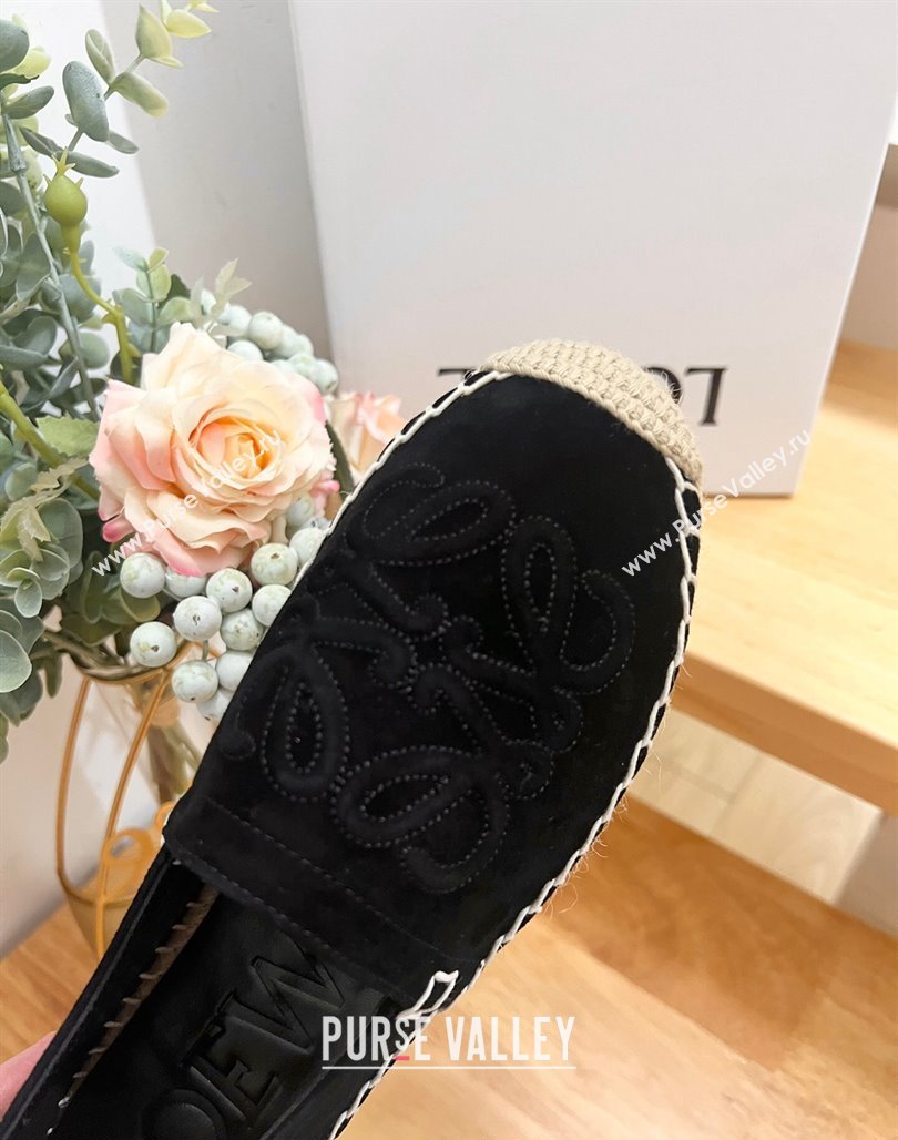 Loewe Anagram Suede Espadrilles Flat Black 2024 0703 (MD-240703070)