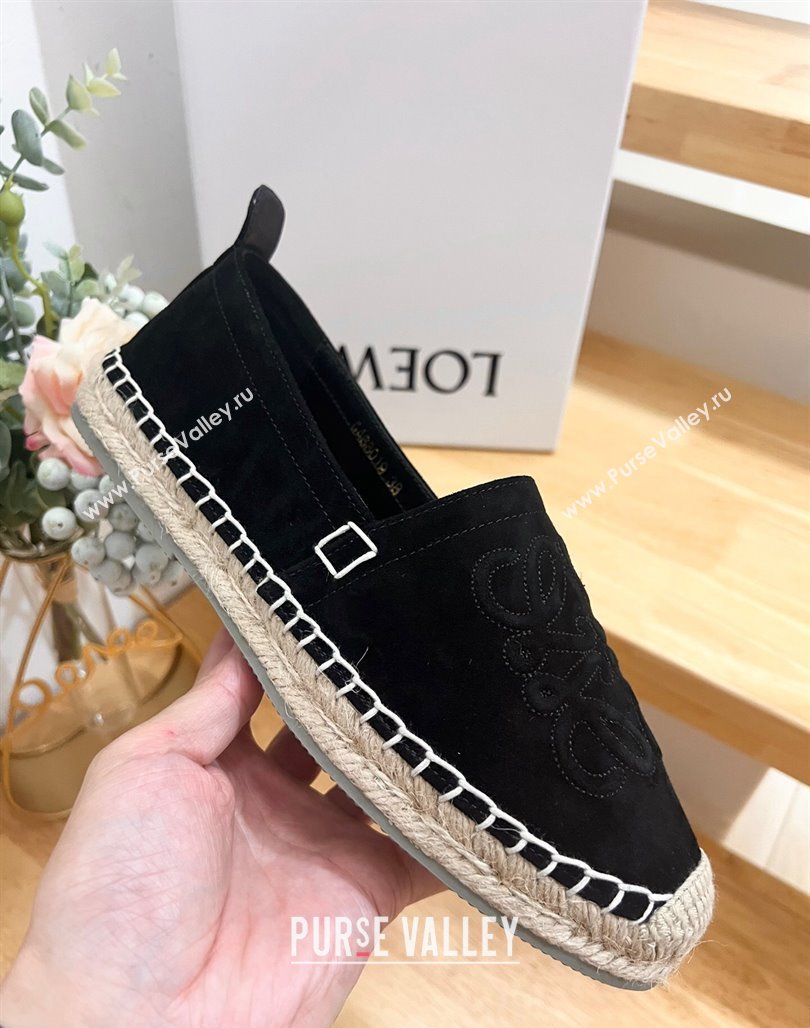 Loewe Anagram Suede Espadrilles Flat Black 2024 0703 (MD-240703070)