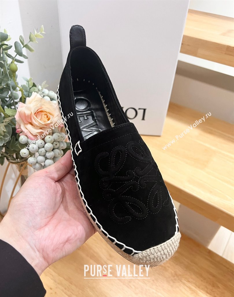 Loewe Anagram Suede Espadrilles Flat Black 2024 0703 (MD-240703070)