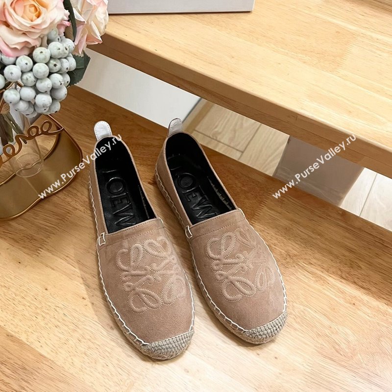 Loewe Anagram Suede Espadrilles Flat Dark Beige 2024 0703 (MD-240703071)