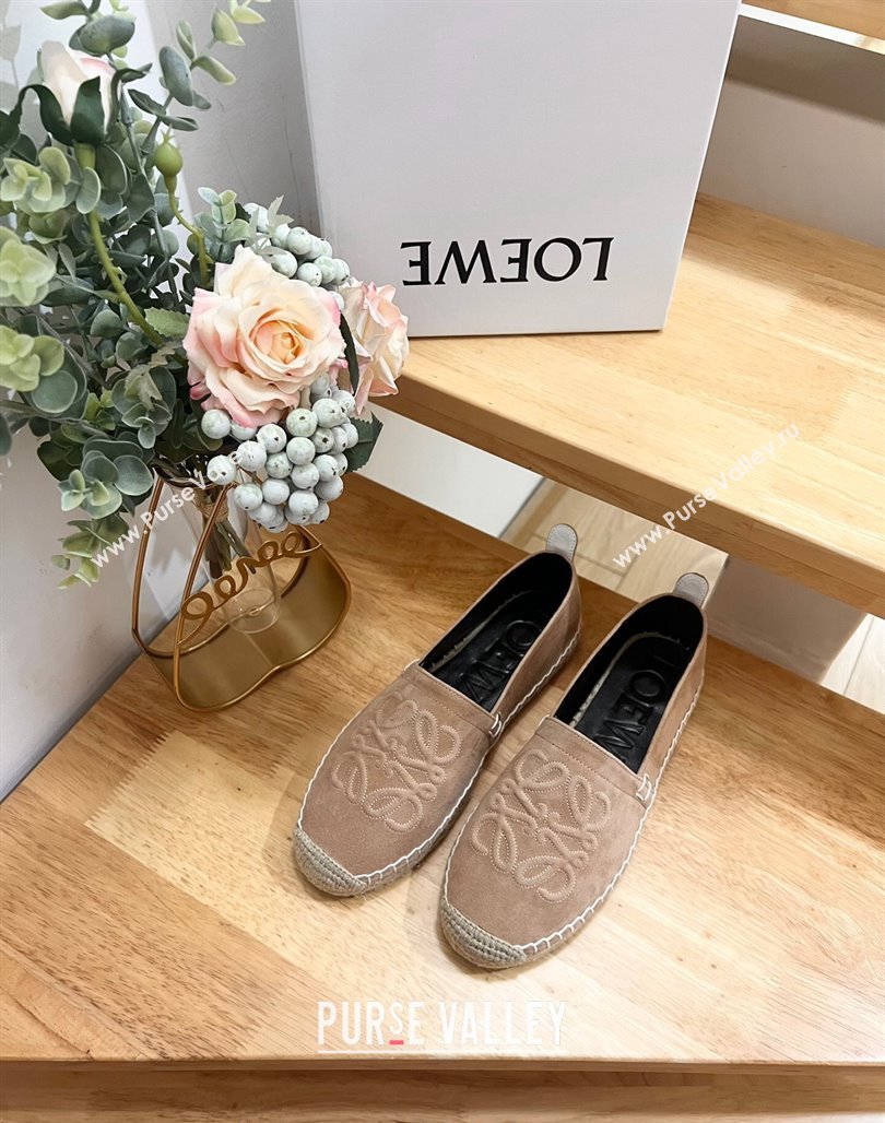 Loewe Anagram Suede Espadrilles Flat Dark Beige 2024 0703 (MD-240703071)