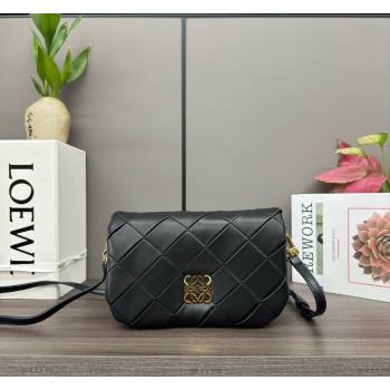 Loewe Mini Puffer Goya bag in pleated shiny nappa lambskin Black 2024 062465 (Ys-240713024)