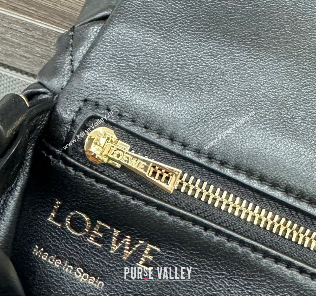 Loewe Mini Puffer Goya bag in pleated shiny nappa lambskin Black 2024 062465 (Ys-240713024)