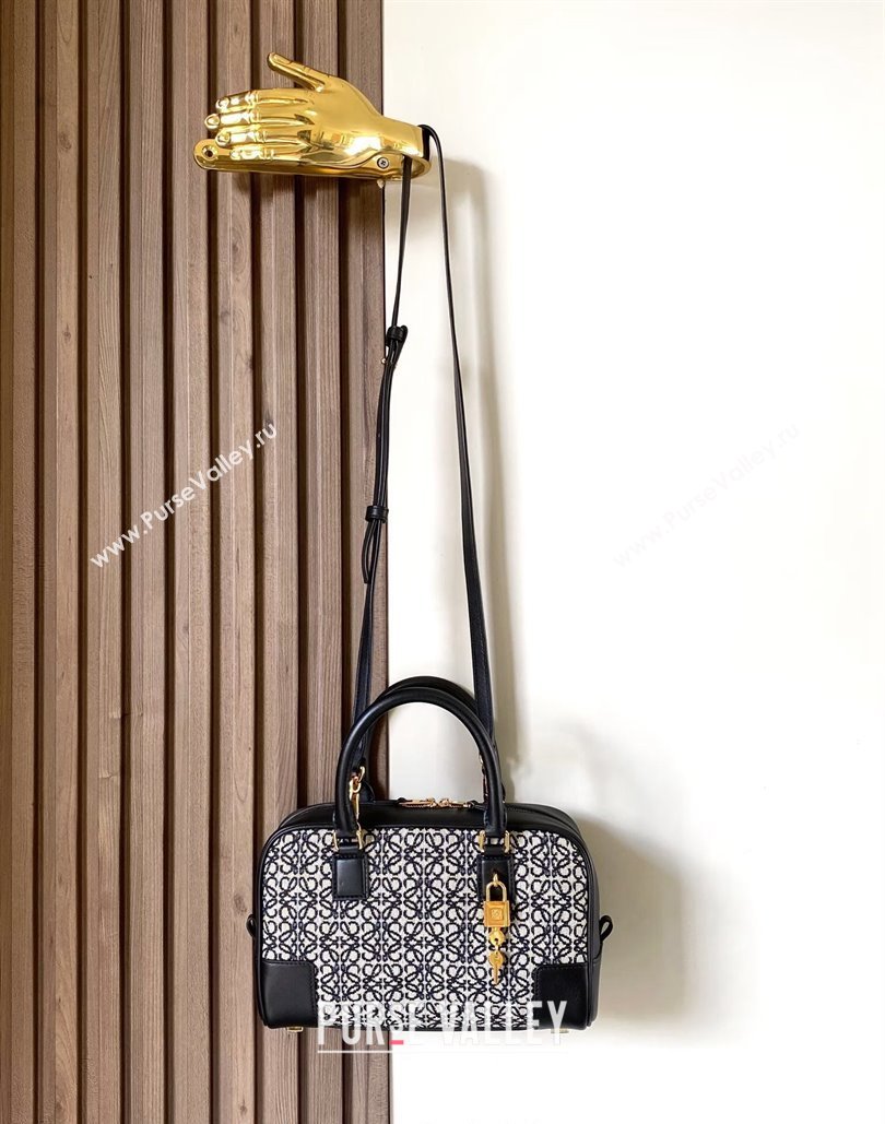 Loewe Amazona 23 Small Top Handle Bag in Jacquard and Calfskin Black 2024 (Ys-240805011)