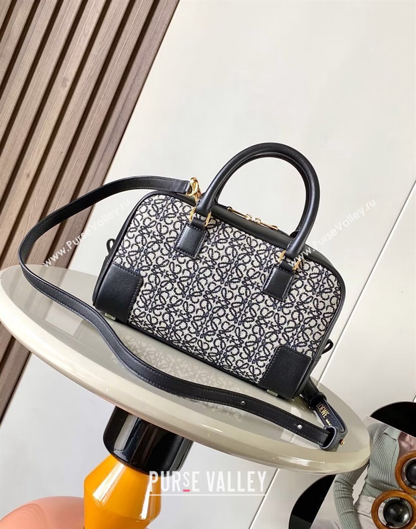 Loewe Amazona 23 Small Top Handle Bag in Jacquard and Calfskin Black 2024 (Ys-240805011)