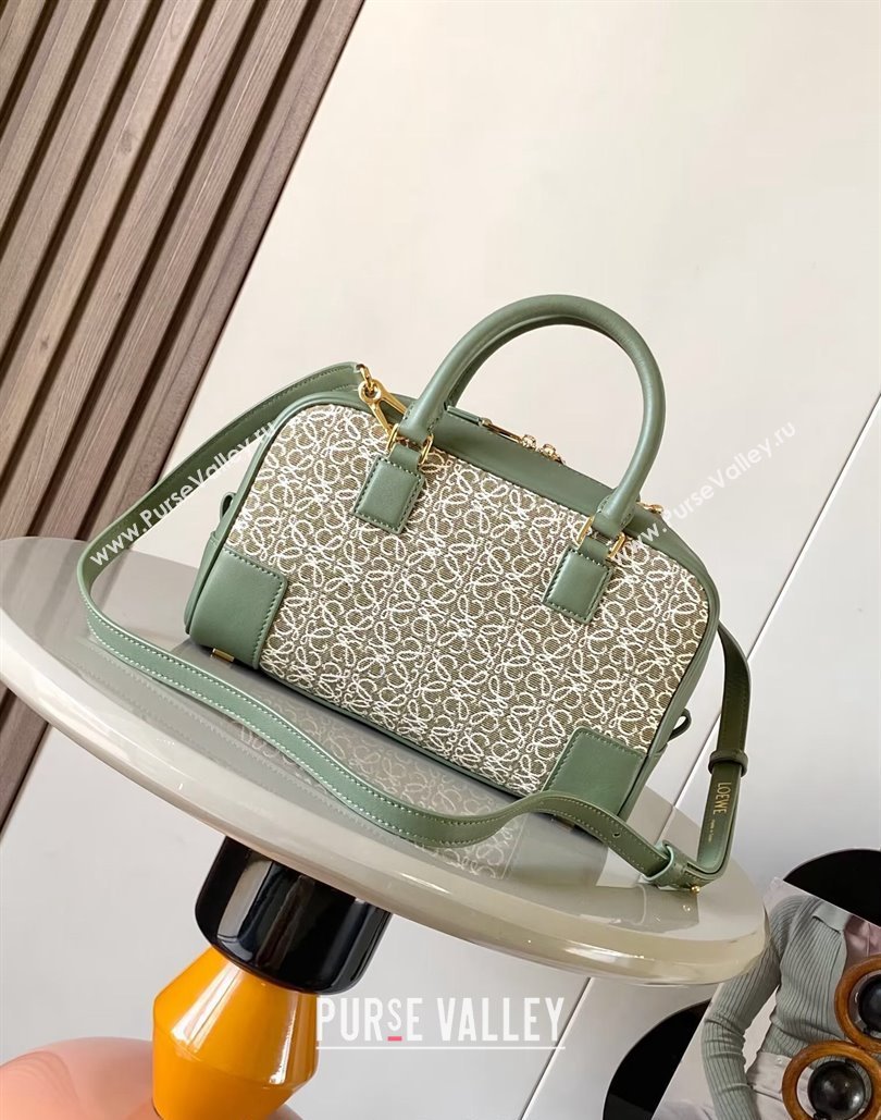 Loewe Amazona 23 Small Top Handle Bag in Jacquard and Calfskin Green 2024 (Ys-240805012)