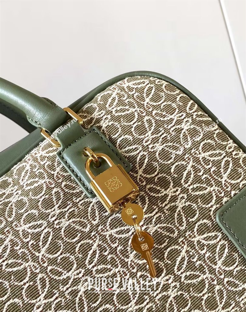 Loewe Amazona 23 Small Top Handle Bag in Jacquard and Calfskin Green 2024 (Ys-240805012)