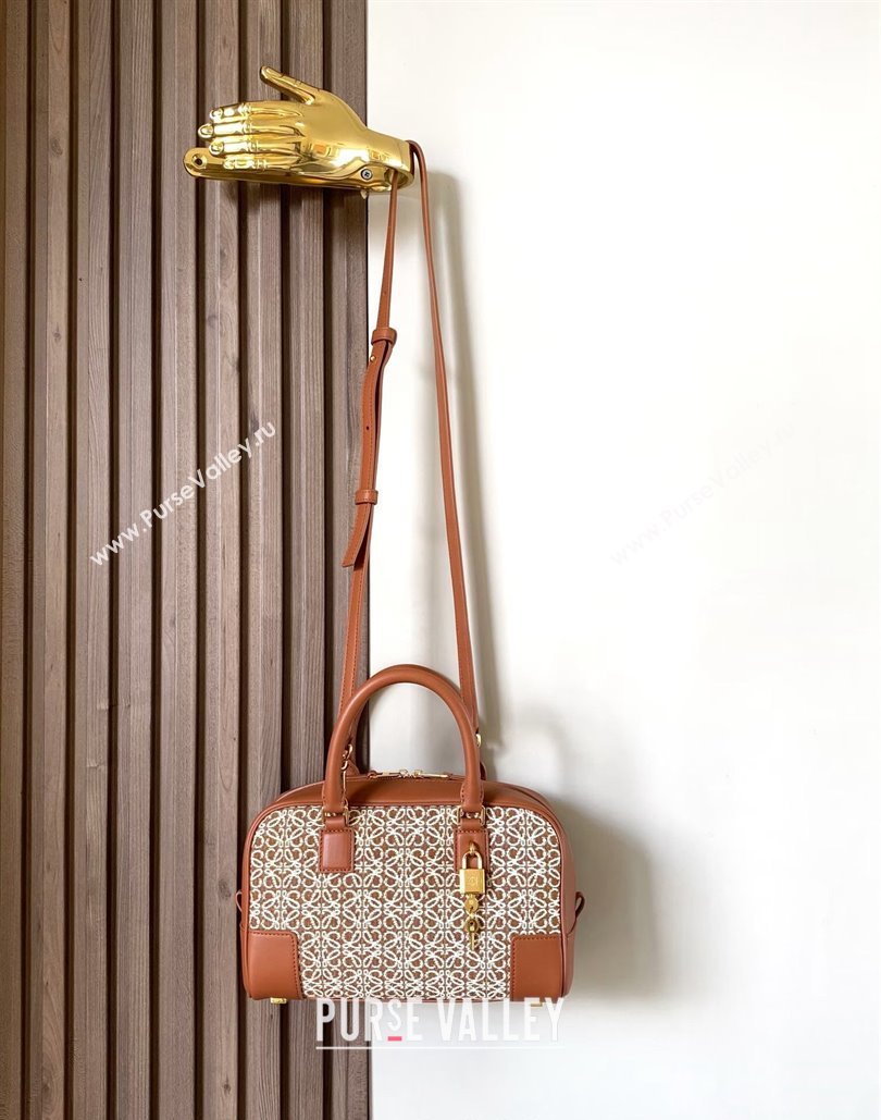 Loewe Amazona 23 Small Top Handle Bag in Jacquard and Calfskin Brown 2024 (Ys-240805013)