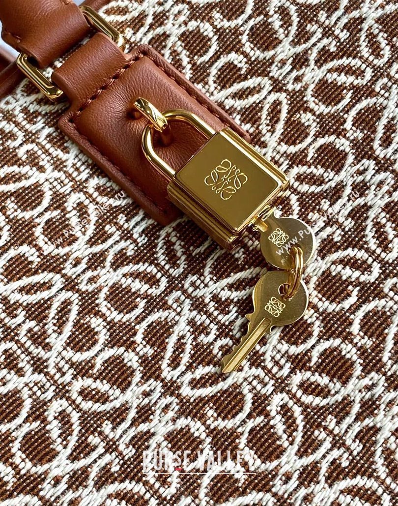 Loewe Amazona 23 Small Top Handle Bag in Jacquard and Calfskin Brown 2024 (Ys-240805013)