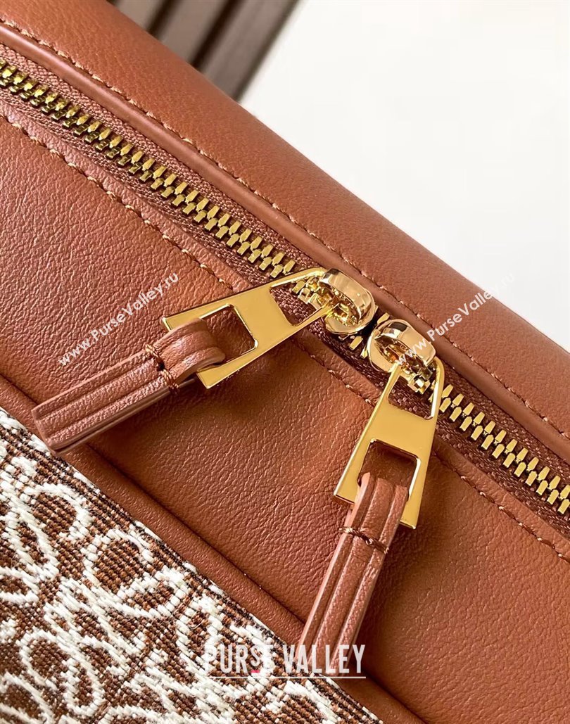 Loewe Amazona 23 Small Top Handle Bag in Jacquard and Calfskin Brown 2024 (Ys-240805013)