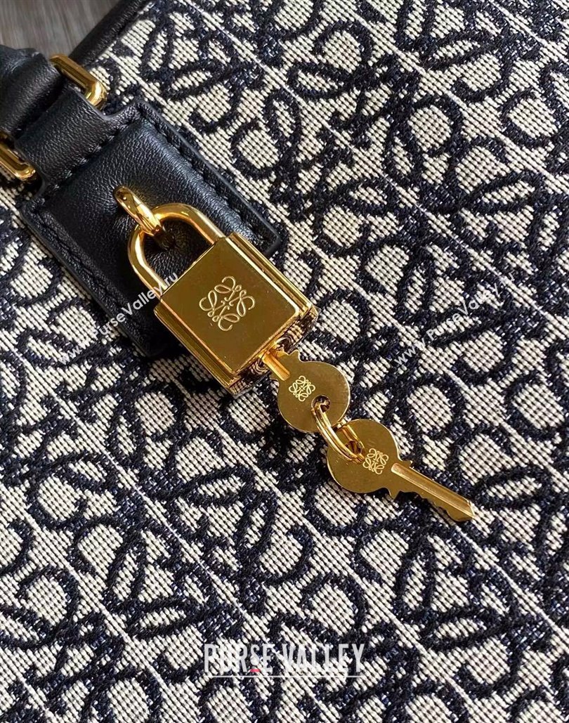 Loewe Amazona 28 Medium Top Handle Bag in Jacquard and Calfskin Black 2024 (Ys-240805008)