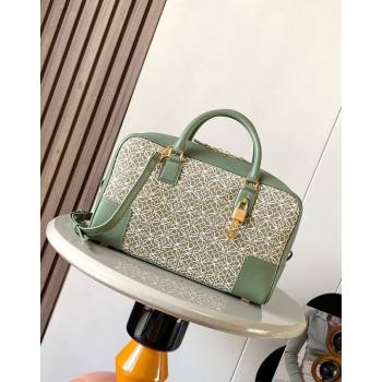 Loewe Amazona 28 Medium Top Handle Bag in Jacquard and Calfskin Green 2024 (Ys-240805009)