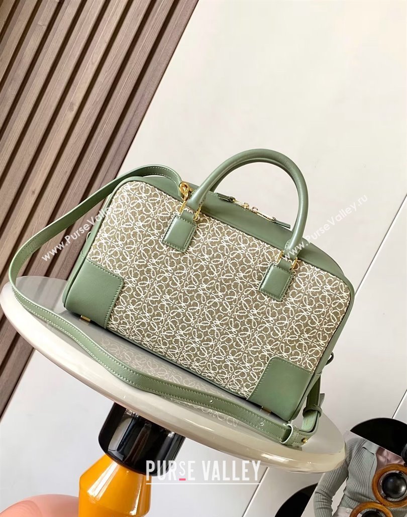 Loewe Amazona 28 Medium Top Handle Bag in Jacquard and Calfskin Green 2024 (Ys-240805009)