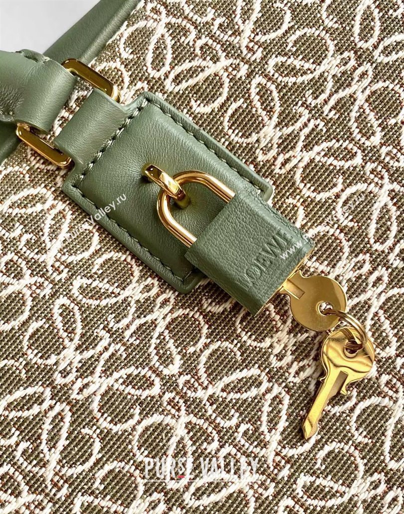 Loewe Amazona 28 Medium Top Handle Bag in Jacquard and Calfskin Green 2024 (Ys-240805009)