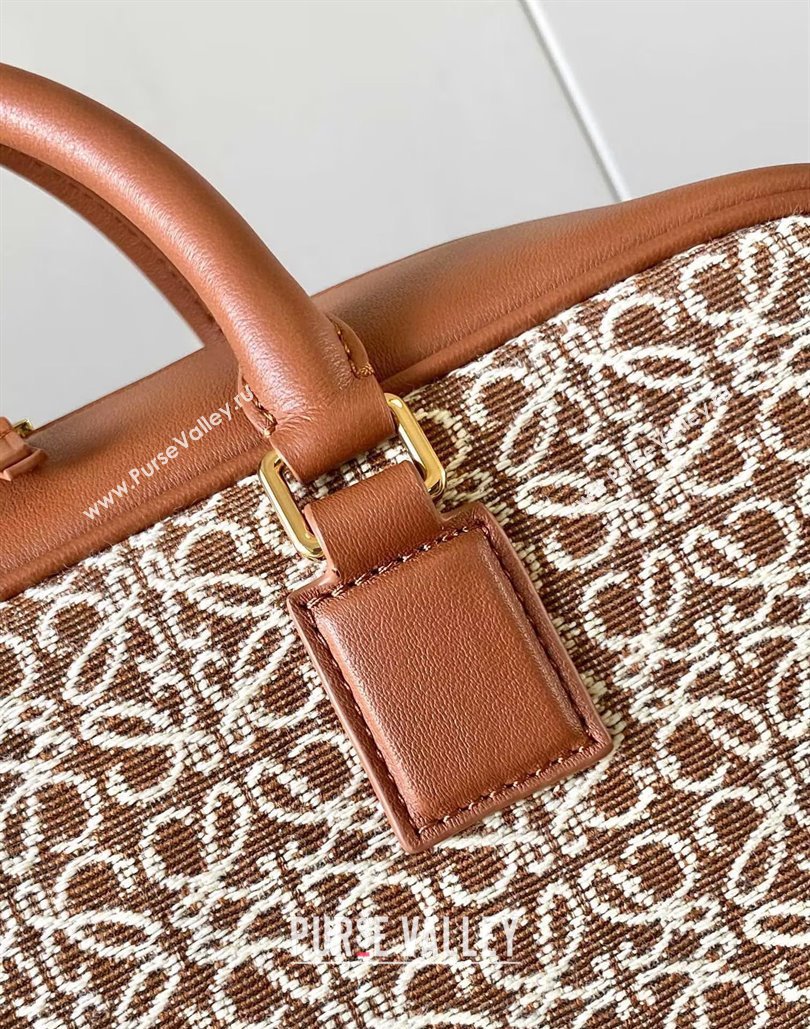 Loewe Amazona 28 Medium Top Handle Bag in Jacquard and Calfskin Brown 2024 (Ys-240805010)