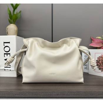Loewe Flamenco Medium Clutch in Nappa Calfskin Sea Salt White 2024 262386 (Ys-240805027)