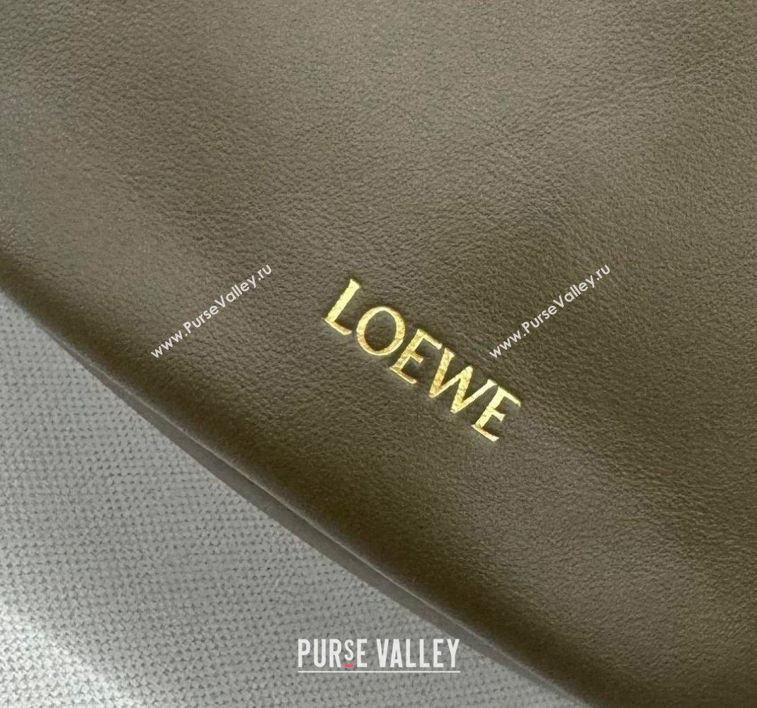 Loewe Flamenco Purse Bucket bag in mellow nappa lambskin Dark Khaki Green 2024 012406 (Ys-240805031)