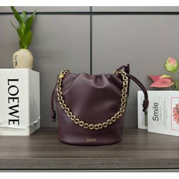 Loewe Flamenco Purse Bucket bag in mellow nappa lambskin Dark Burgundy 2024 012406 (Ys-240805035)