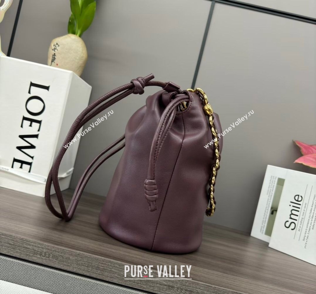 Loewe Flamenco Purse Bucket bag in mellow nappa lambskin Dark Burgundy 2024 012406 (Ys-240805035)