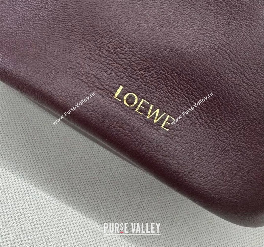 Loewe Flamenco Purse Bucket bag in mellow nappa lambskin Dark Burgundy 2024 012406 (Ys-240805035)