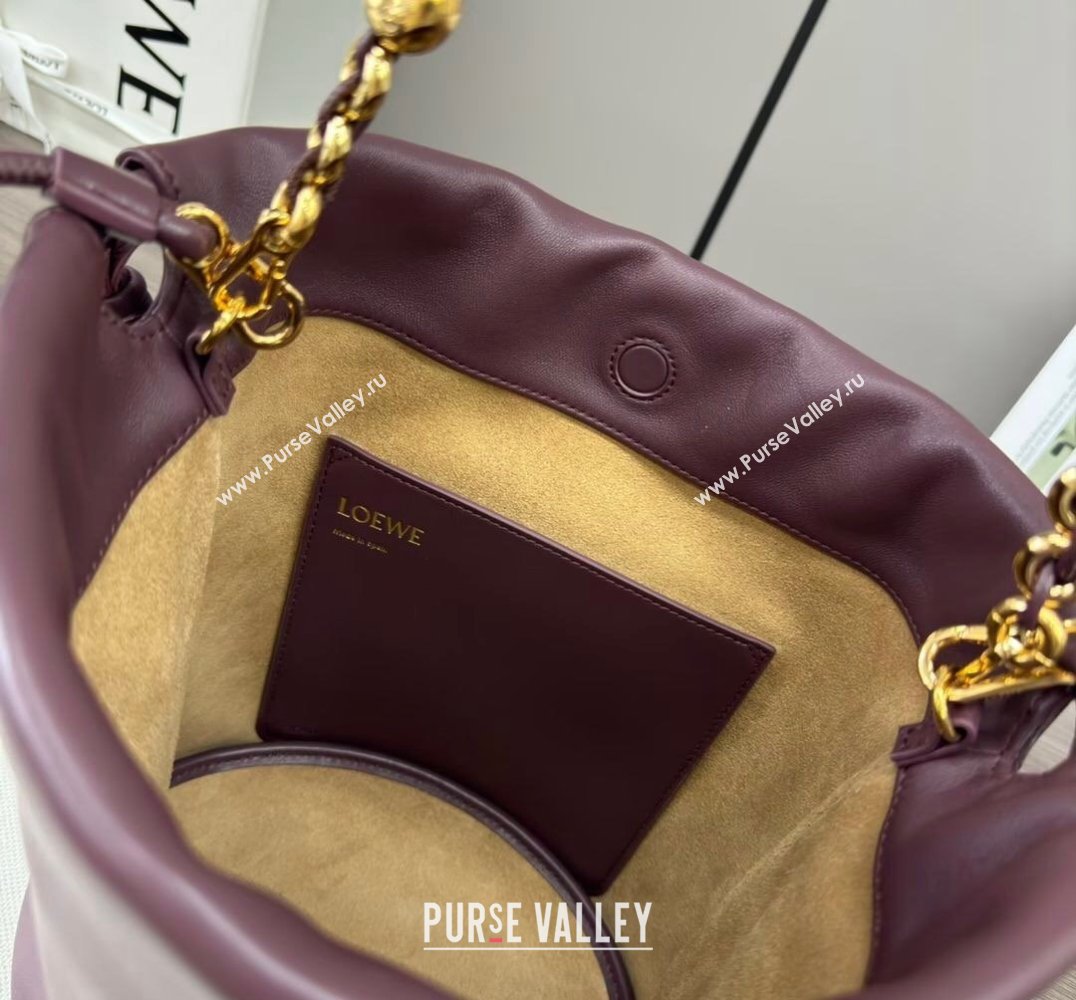 Loewe Flamenco Purse Bucket bag in mellow nappa lambskin Dark Burgundy 2024 012406 (Ys-240805035)