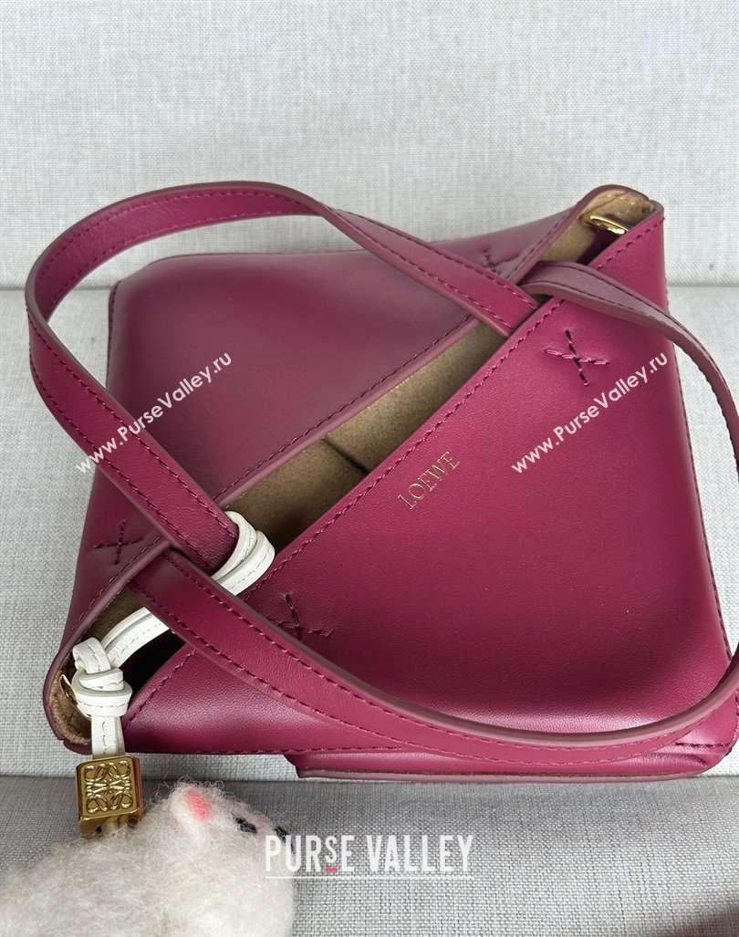 Loewe Mini Puzzle Fold Tote Bag in patchwork calfskin Crimson Red 2024 (nana-240920057)