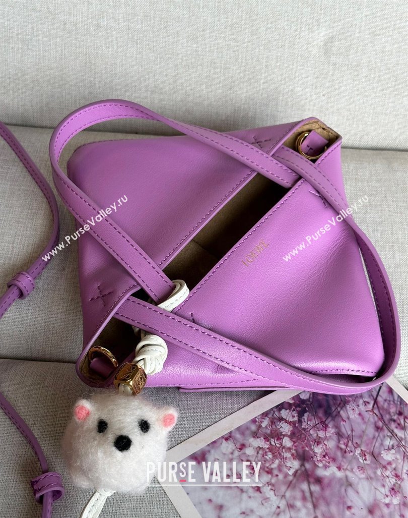 Loewe Mini Puzzle Fold Tote Bag in shiny calfskin Rockrose Purple 2024 (nana-240920058)