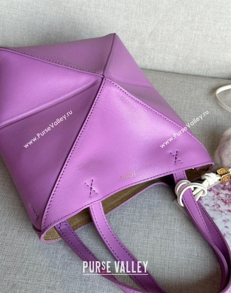 Loewe Mini Puzzle Fold Tote Bag in shiny calfskin Rockrose Purple 2024 (nana-240920058)