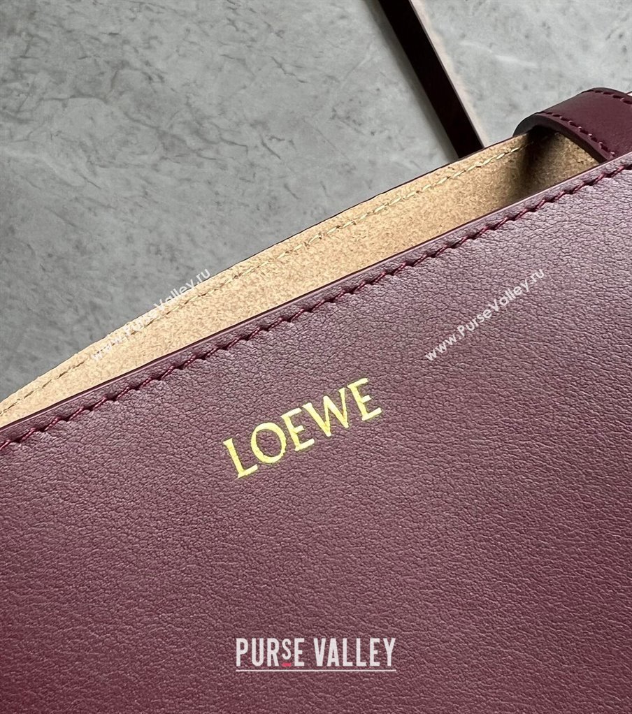 Loewe Medium Puzzle Fold Tote Bag in shiny calfskin Dark Burgundy 2024 (nana-240920065)