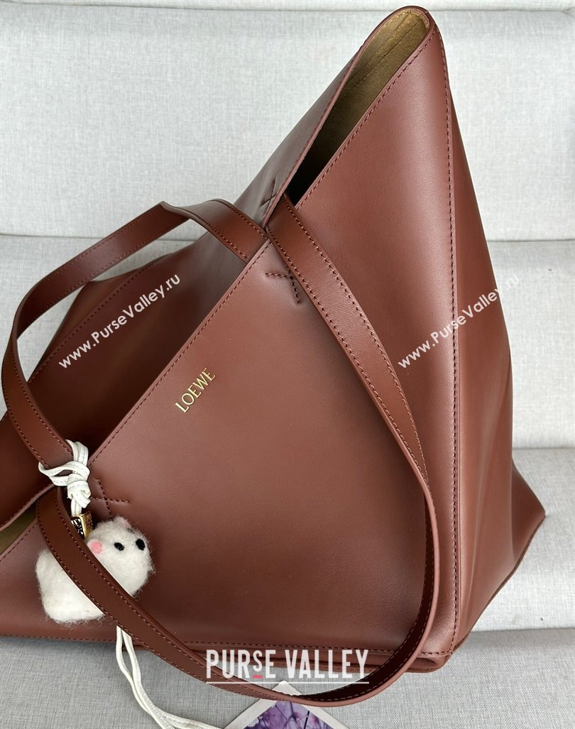 Loewe Large Puzzle Fold Tote Bag in shiny calfskin Brown2 2024 (nana-240920070)