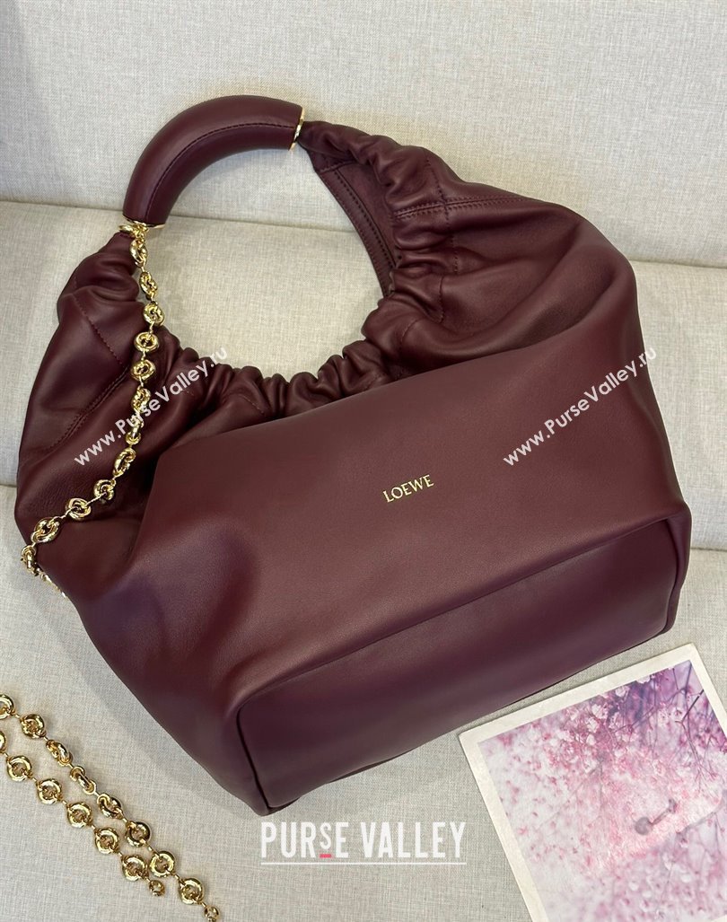 Loewe Medium Squeeze bag in nappa lambskin Dark Burgundy 2024 948017 (nana-240920050)