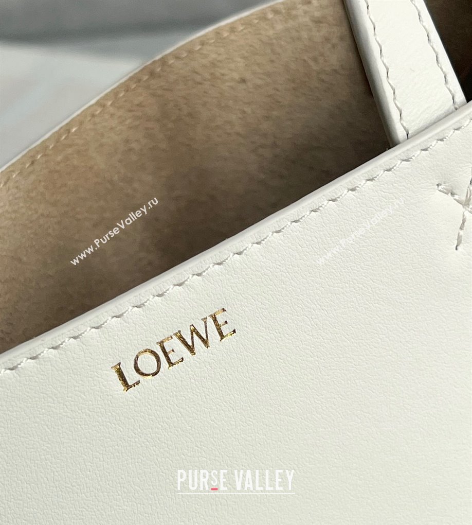 Loewe Mini Puzzle Fold Tote Bag in patchwork calfskin White/Beige 2024 (nana-240920053)