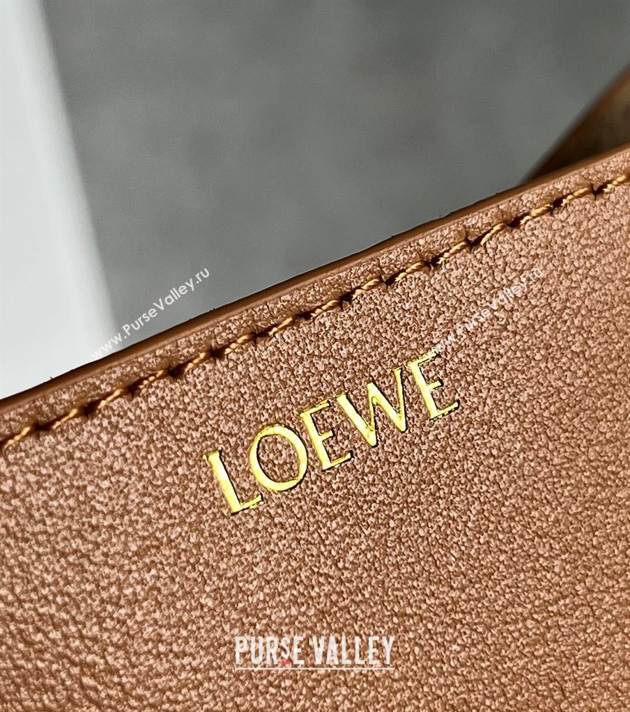 Loewe Mini Puzzle Fold Tote Bag in shiny calfskin Warm Desert Brown 2024 (nana-240920054)